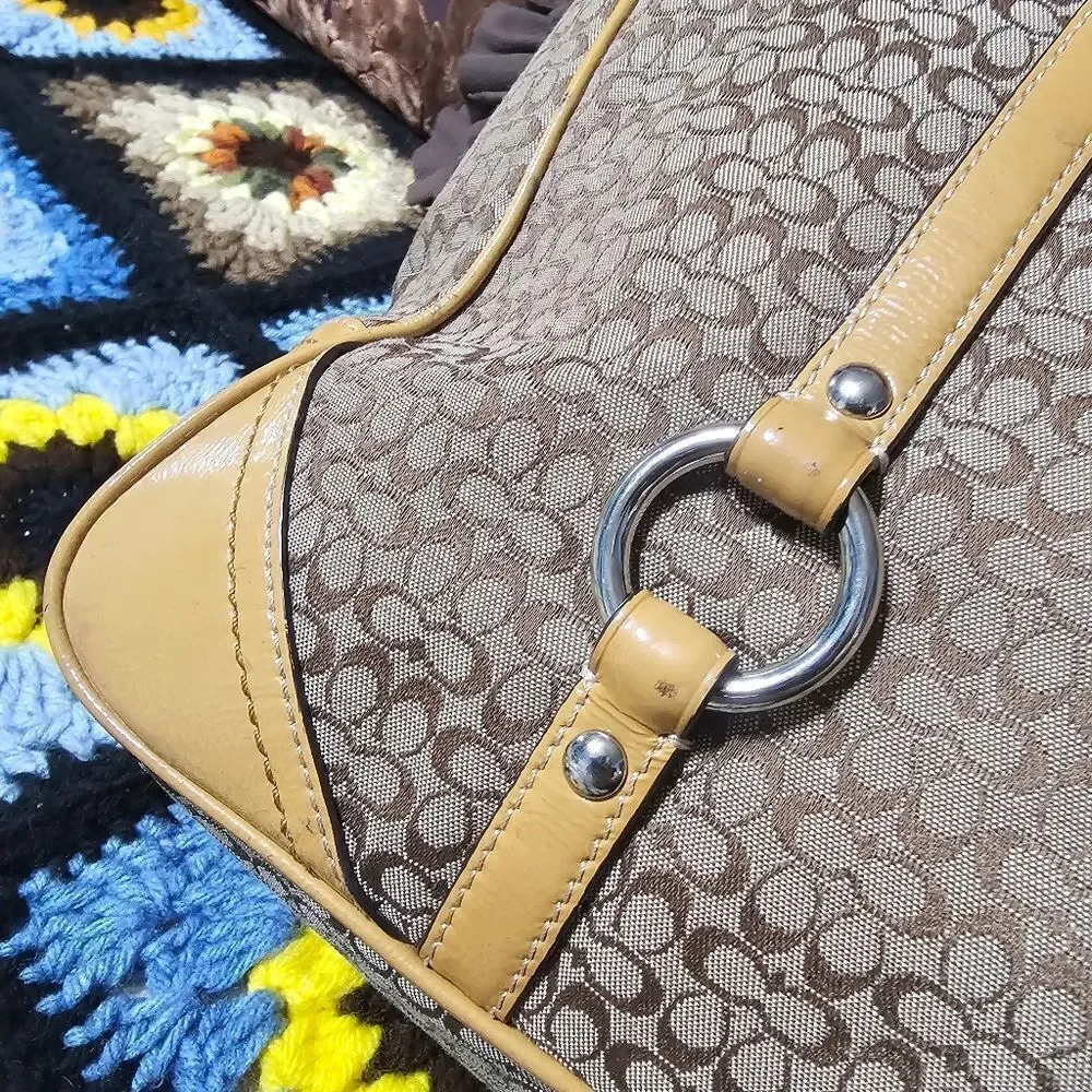 Vintage Coach Y2K North South Gallery Tote in Signature Monogram Jacquard